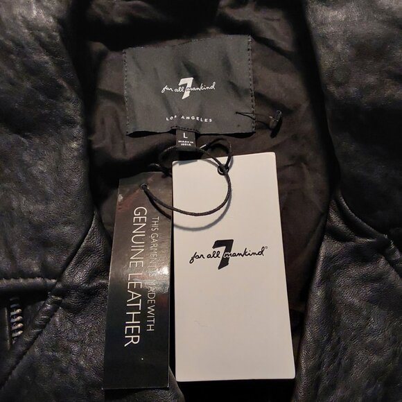NWT! 7 For All Mankind Asymmetrical Leather Moto Motorcycle Biker Jacket - Large - Picture 9 of 11